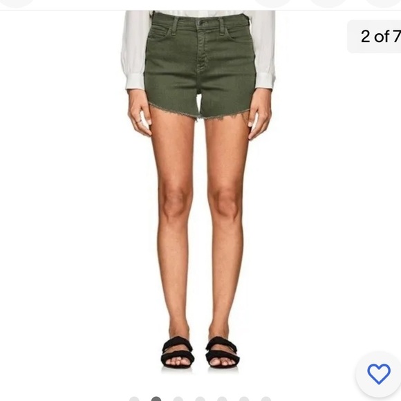 L’AGENCE High Rise Khaki Green Cut off Ryland Denim Shorts - Picture 1 of 7